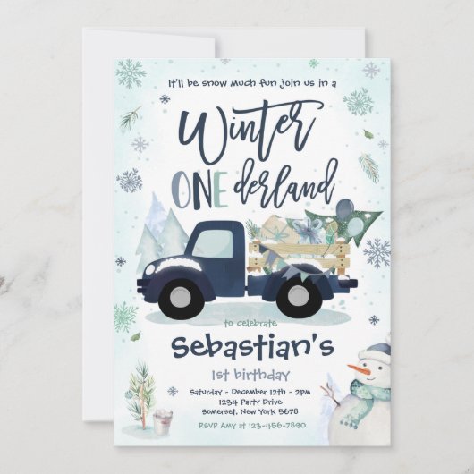 Winter ONEderland Marine Winter Truck Sneeuwman Fe Kaart (Voorkant)