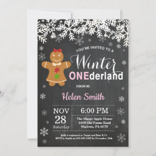 Winter Onederland Meisje 1e Verjaardag Kaart