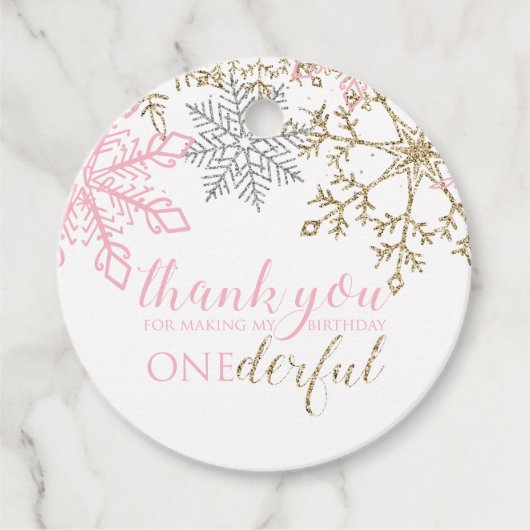 Winter ONEderland Merci étiquette de faveur (Devant)