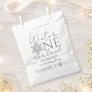 Winter ONEderland Minimalistisch zilver 1e verjaar Bedankzakje