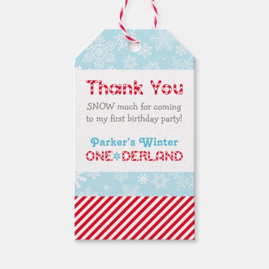 Winter ONEderland Party Eerste Verjaardag Bedankt Cadeaulabel (Voorkant)