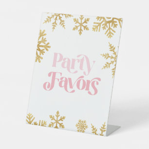 Winter Onederland Party geeft de voorkeur aan roze Reclamebord Met Voetstuk