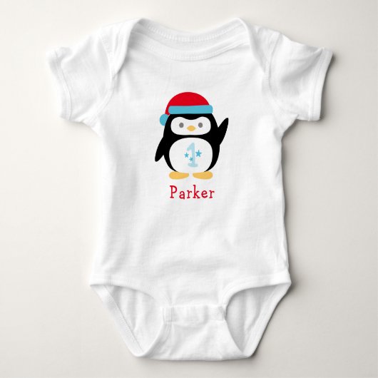 Winter ONEderland Penguin Monogram First Birthday Romper (Voorkant)