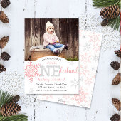 Winter ONEderland Pink Silver Glitter 1e verjaarda Kaart