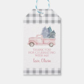 Winter Onederland Pink Truck Pset Cadeaulabel (Voorkant)