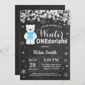 Winter Onederland Polar Beer Boy 1e verjaardag Kaart (Voorkant / Achterkant)