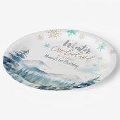 Winter onederland prachtige verjaardag papieren bordje (Gekanteld)