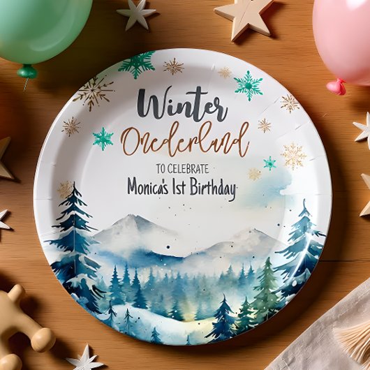 Winter onederland prachtige verjaardag papieren bordje