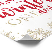 Winter Onederland Red 1st Birthday Gold Snowflakes Poster (Hoek)