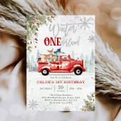 Winter ONEderland Red Truck Birthday Invitation