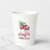 Winter Onederland Red Truck First Birthday Papieren Bekers (Voorkant)