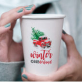 Winter Onederland Red Truck First Birthday Papieren Bekers