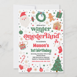 Winter ONEderland Rode Kerstmis Verjaardagsfeestje Kaart