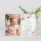 Winter Onederland rose pâle carte de remerciements (Debout devant)