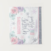 Winter ONEderland Roze 1ste verjaardag Decoraties Wandkleed (Voorkant)