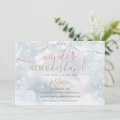 Winter Onederland roze en goudprijs 1ste verjaarda Kaart (Staand voorkant)