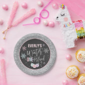 Winter ONEderland roze en zilver Bord (Feest)