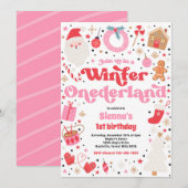 Winter ONEderland Roze kerstfeest Kaart (Voorkant / Achterkant)