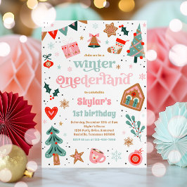 Winter ONEderland Roze kerstfeest Kaart