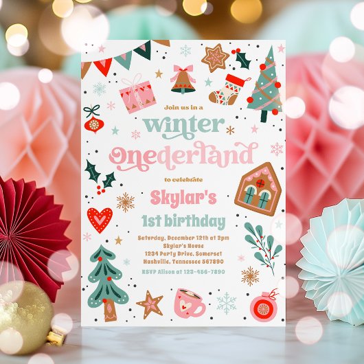 Winter ONEderland Roze kerstfeest Kaart