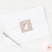 Winter Onederland Roze Polar Beer 1e Verjaardag Vierkante Sticker (Envelop)