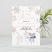 Winter ONEderland roze script 1st verjaardag Kaart (Staand voorkant)