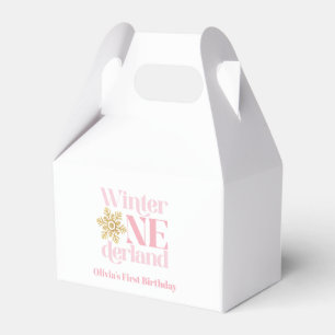 Winter Onederland Roze Sneeuwvlok 1e verjaardag Bedankdoosjes