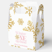 Winter Onederland Roze Sneeuwvlok 1e verjaardag Bedankdoosjes (Geopend)