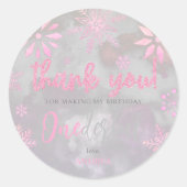 Winter ONEderland roze sneeuwvlok dank u verjaarda Ronde Sticker (Voorkant)
