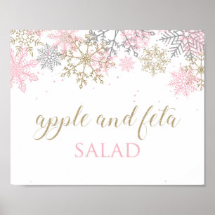 Winter Onederland Roze Sneeuwvlok Voedsel Bord 3 Poster