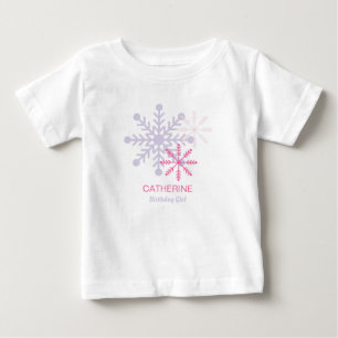 Winter Onederland Roze Sneeuwvlokken Moderne T-Shi