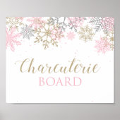Winter Onederland Roze Snowflake Charcuterie Sign Poster (Voorkant)