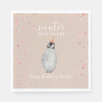 Winter Onederland Roze Verjaardag Pinguïn Verjaard