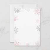 Winter Onederland Roze Zilver Eerste Verjaardag Bedankkaart (Achterkant)