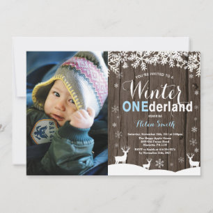 Winter Onederland Rustic Boy 1st Birthday Foto Kaart