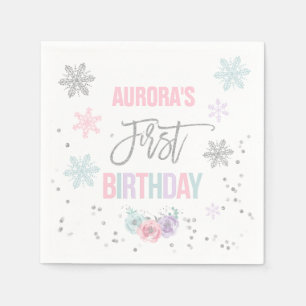 Winter ONEderland Silver Birthday Party Napkin Servetten