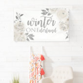 Winter Onederland Silver Glitter Flowers Spandoek (Insitu)