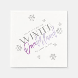 Winter ONEderland Silver Glitter Paars 1e dag Servet