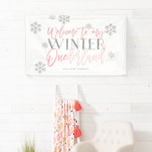 Winter ONEderland Silver Glitter Pink Welkomstteke Spandoek (Insitu)