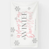 Winter ONEderland Silver Glitter Pink Welkomstteke Spandoek (Verticaal)
