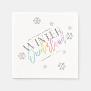 Winter ONEderland Silver Glitter Rainbow 1st Bday Servet