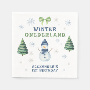 Winter Onederland Sneeuwman 1e Verjaardag Servet
