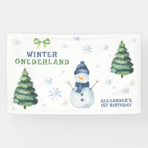 Winter Onederland Sneeuwman 1e Verjaardag Spandoek