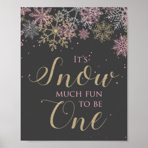 Winter Onederland Sneeuwt veel plezier om één bord Poster