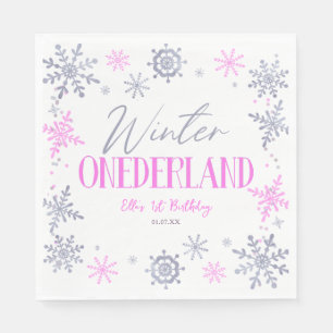 Winter ONEderland Sneeuwvlok 1e Verjaardagsfeest Servet