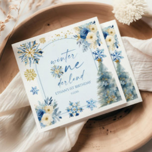 Winter Onederland Sneeuwvlok 1e Verjaardagsfeestje Servet