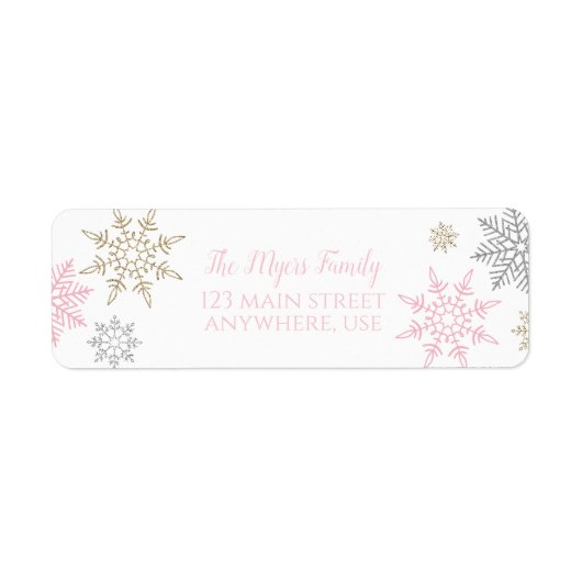 Winter Onederland sneeuwvlok retouradres sticker (Voorkant)