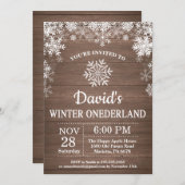 Winter Onederland Sneeuwvlok Rustiek 1e verjaardag Kaart (Voorkant / Achterkant)