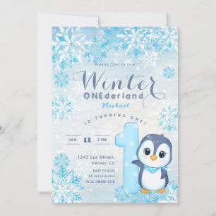 Winter Onederland Sneeuwvlokken Blauwe Jongen 1e V