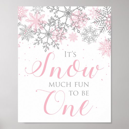 Winter Onederland Snow Much Fun to be One Sign Poster (Voorkant)
